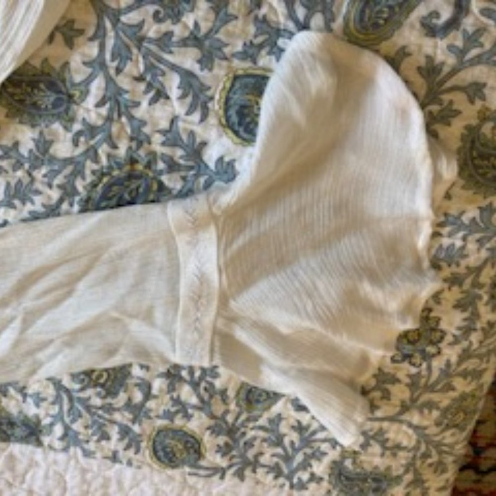 Cover Stitched Off White/Cream Boho Gauze Top - M - Picture 5 of 5